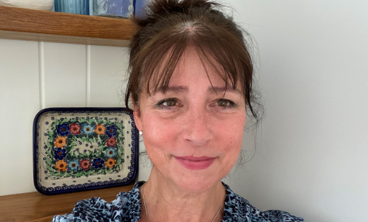A picture of Dr Kahryn Hughes Director of the Timescapes Archive, at home. July 2020.