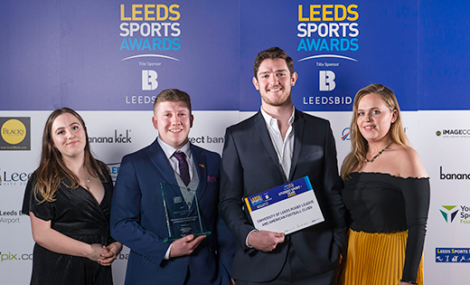 Andrew Marks, Aaron Pelled, Chloe Sparks and Jess Bassett at Leeds Sports Awards March 2018