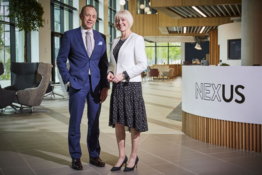 Nexus Director, Dr Martin Stow, and Professor Lisa Roberts, Deputy Vice-Chancellor: Research and Innovation, in Nexus. May 2019