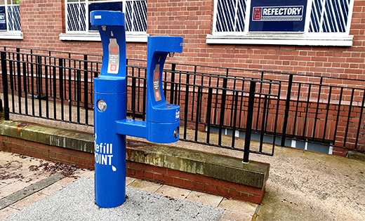 Estates have installed an outdoor water fountain on the University Precinct, making free drinking water available 24/7. November 2019