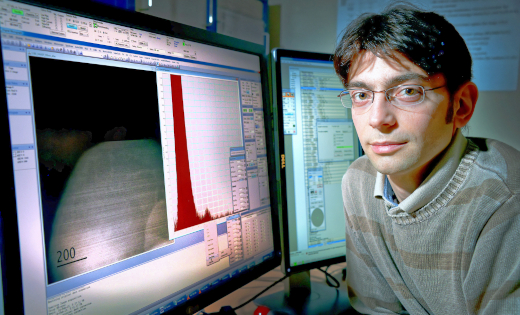 Professor Quentin Ramasse at a computer. September 2020.