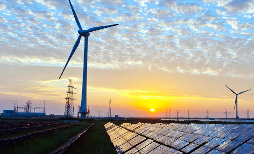 Renewable energy being made via windfarm