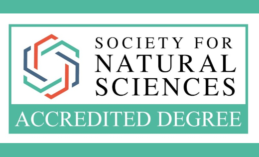 The Society for Natural Sciences logo: a blue, red and green hexagon on a white background.