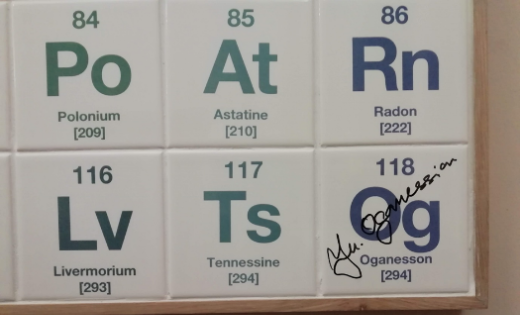 An image of a signed periodic table.