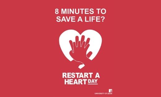 Restart a Heart logo with text 'Eight minutes to save a life?'