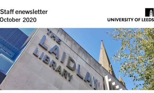 The 14 October enews banner, featuring a shot of the Laidlaw Library sign. October 2020