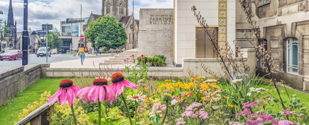A shot of some flowers outside the Perkinson Building. Photo credit: Richard Cruise.
