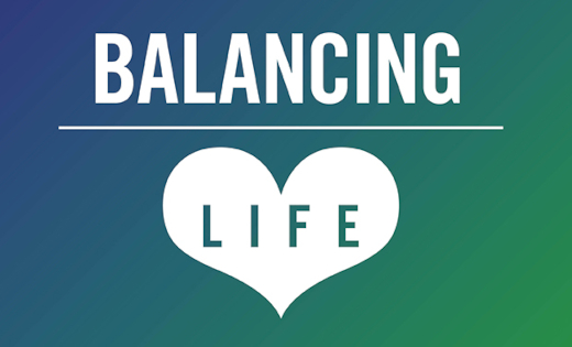 The Balancing Life heart logo on a blue and green background. January 2021