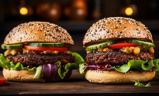 Two plant-based burgers