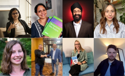 The people featured in Celebrate Our Staff for June 2023: Ashani Ranathunga, Suparna Mitra, Jasjit Singh, Lauren Gascoigne, Marie Van de Sande, Martin Lomas with Dan Simms, Hedwig Verhagen and Jonathan Campbell