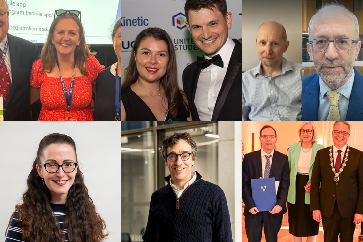 Niamh Forde, Emily Halsall and Tom Pickering, Kersten Hall, David Sebag Montefiore, Jill Dickinson, Piers Forster, Dennis McGonagle with representatives of the Nachman Prize