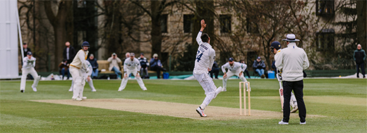Action from the first ever first-class fixture held at Sports Park Weetwood. April 2019