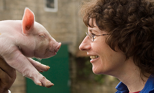 Helen Miller with piglet 2011