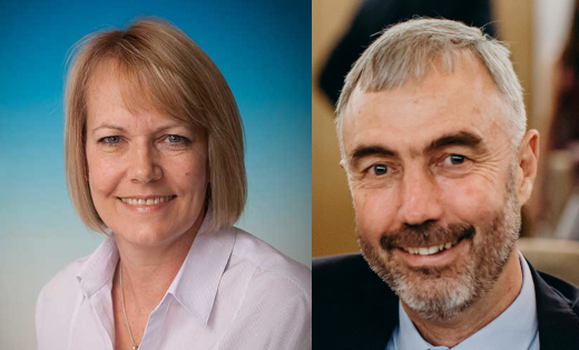 A composite image of profile pictures of Professor Dame Jane Francis and Emeritus Professor Gregory Houseman. April 2021