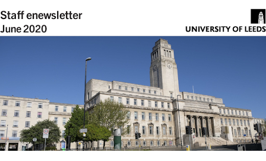 The 10 June 2020 enews header image, featuring the Parkinson Building on a sunny day. June 2020.