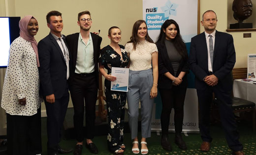 LUU staff receive the Quality Students Union award at the House of Commons. July 2019
