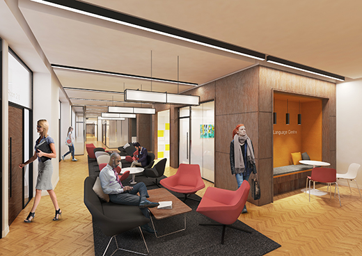 An artist’s impression of how the refurbished Language Centre will look. June 2019
