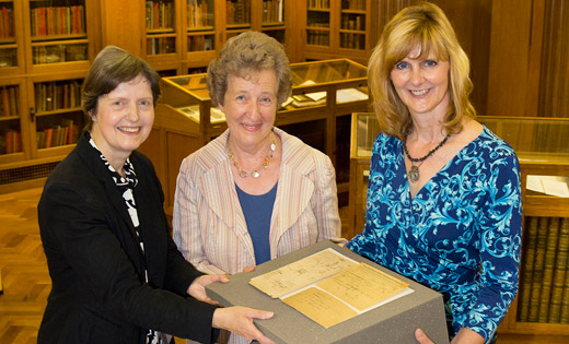 Stella Butler, Professor Joyce Hill and Laurie Snyder with the Louis Le Prince collection