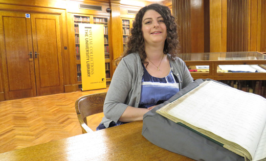 Louise Piffero, Archivist (Medical Collections), with some of the University's medical collections that have been catalogued, as part of a 30-month project May 2018
