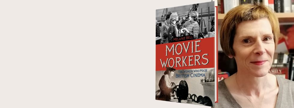 Melanie Bell is pictured with her book, 'Movie Workers'