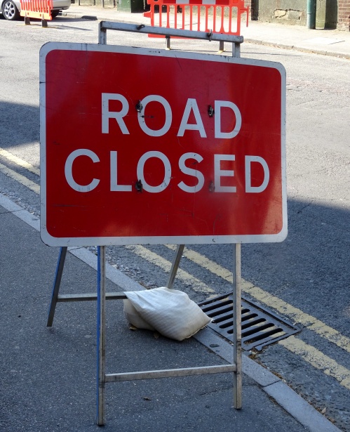 Temporary closure of Vernon Road. April 2019