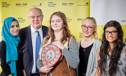 Sir Alan Langlands, Vice-Chancellor, with some of the winners at the previous awards ceremony. September 2019
