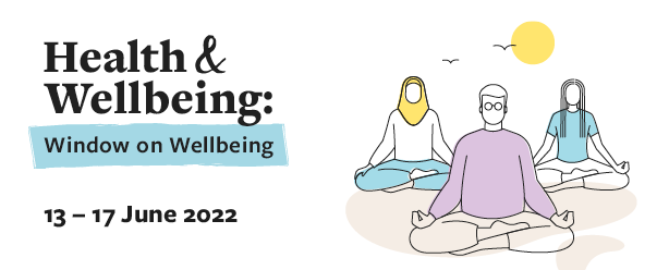 A banner advertising Window on Wellbeing Week, from 13-17 June 2022