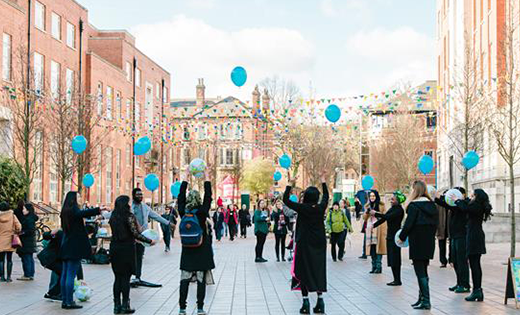 Attendees of World Unite Festival celebrating on the University precinct.