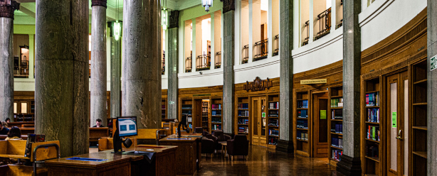 An interior shot of the Brotherton Library. Uploaded April 2021